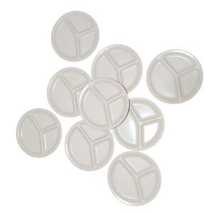 Vtg Melamine Divided Plates Set of 7 Picnic Arrowhead Envoy 100 Ivory